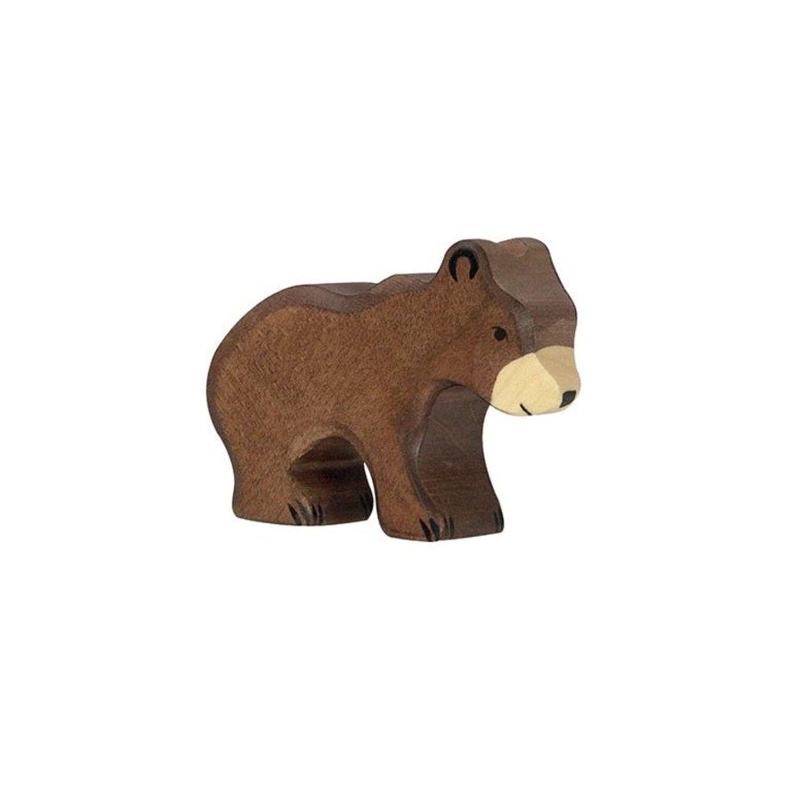 Play & Learn Holztiger Wooden Figures | Small Brown Bear Wooden Figure