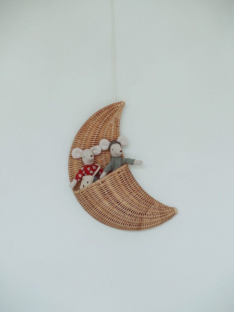 @Home MIKANU Mobiles & Wall Hangings | Mikanu Moon Rattan Basket