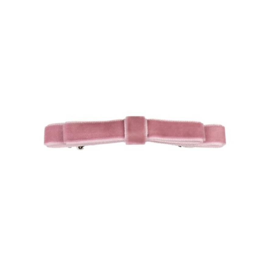 Clothing & Accessories Bon Dep Hair Accessories | Velvet Double Bow Hair Clip In Rose By Bon Dep