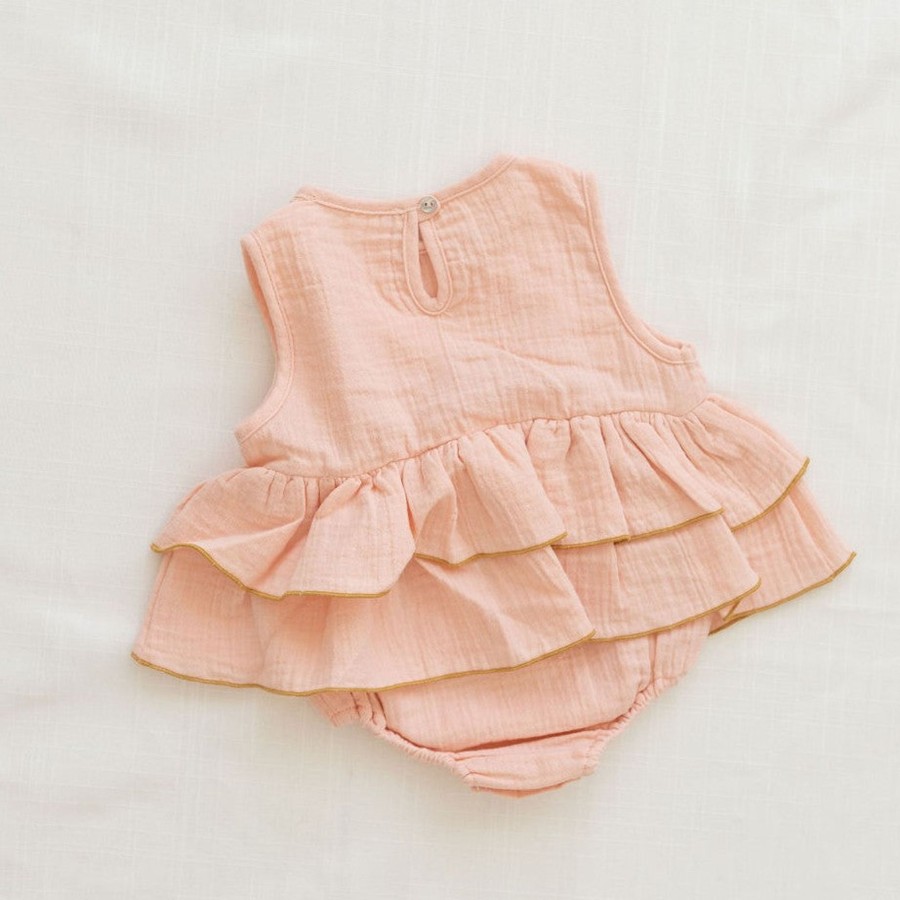 Clothing & Accessories Fin & Vince Bodysuits & Pyjamas | Ruffle Onesie | Peach