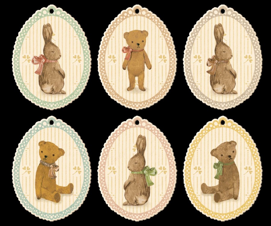 Gifts Maileg Gift Wrapping & Accessories | Bunnies And Teddies Gift Tags 12 Pcs