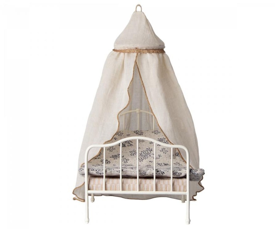 Play & Learn Maileg Pretend Play | Miniature Bed Canopy | Cream