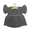 Play & Learn Minikane Dolls & Accessories | Daisy Double Gauze Cotton Dress With Piping | Charcoal Grey For Minikane X Gordis Dolls