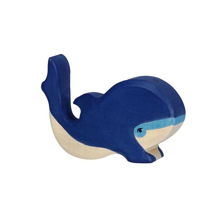 Play & Learn Holztiger Wooden Toys | Small Blue Whale Wooden Figure