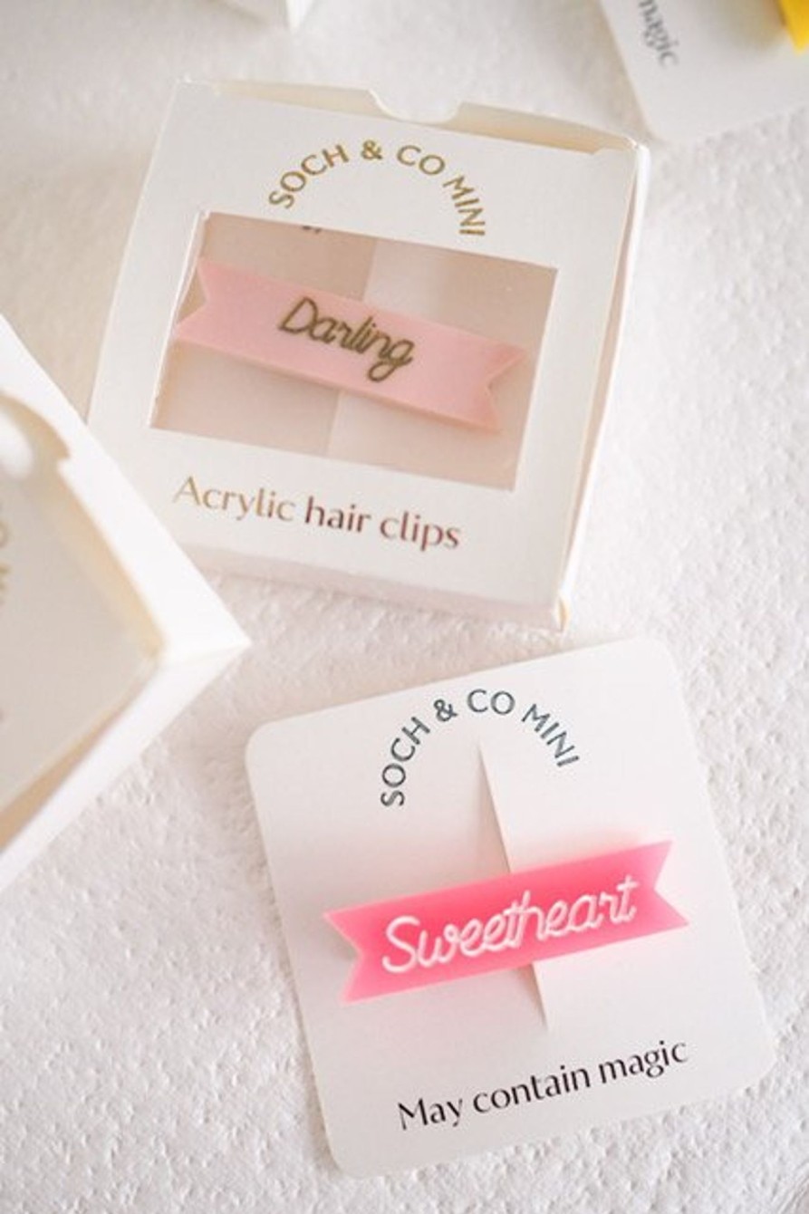 Clothing & Accessories Soch & Co Hair Accessories | Sweetheart Acrylic Hair Clip | Pop Pink