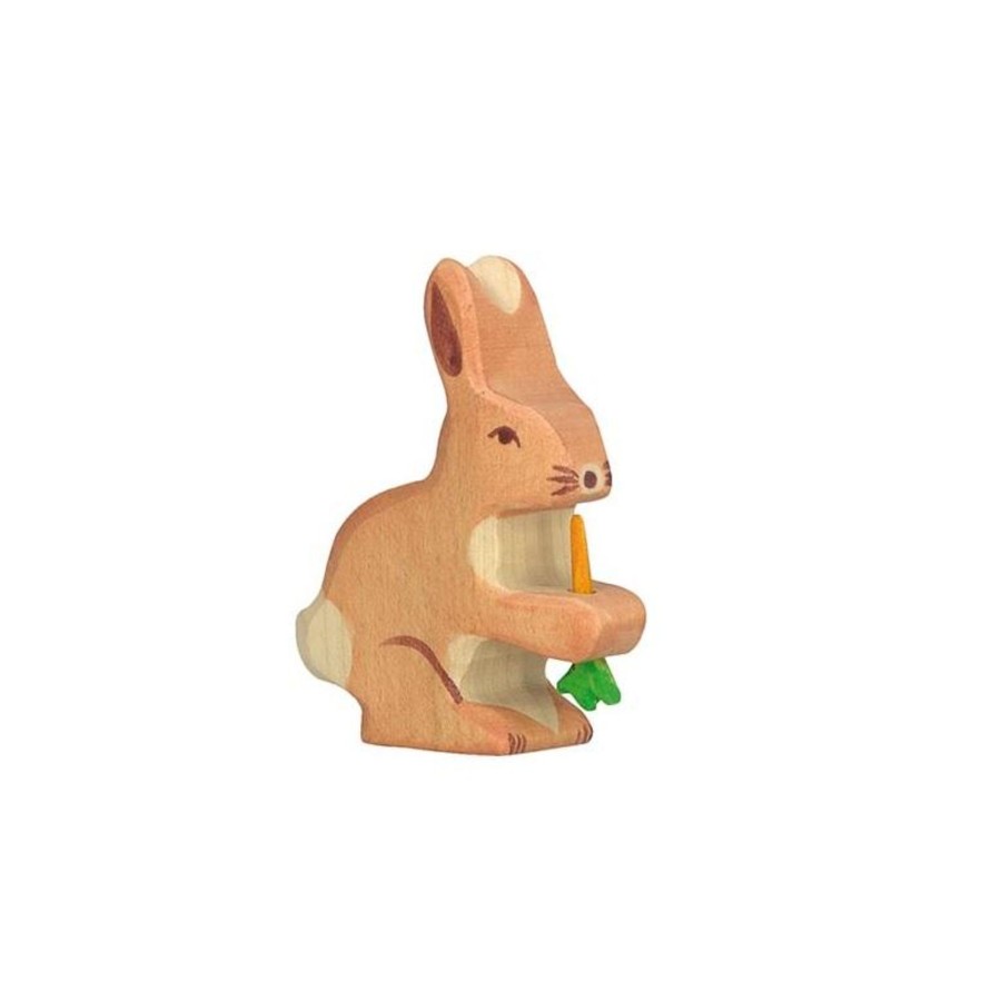 Play & Learn Holztiger Wooden Toys | Hare With Carrot Wooden Figure