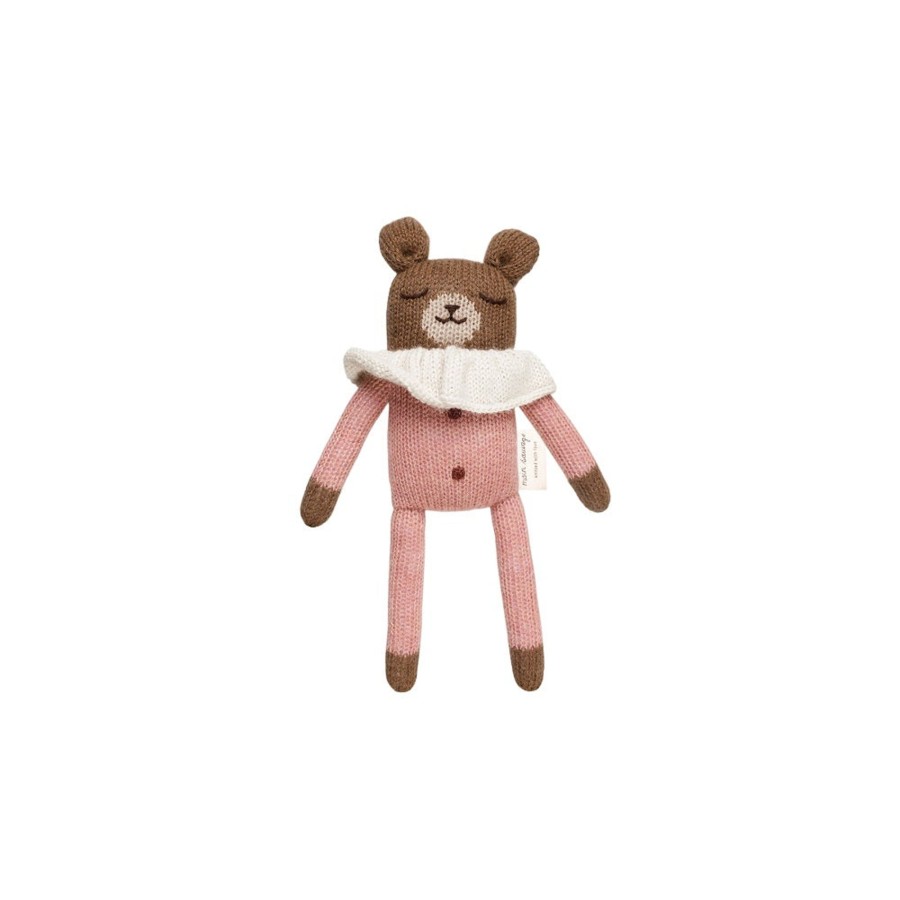 Baby Main Sauvage Soft Toys | Teddy Knitted Toy In Rose Pyjamas