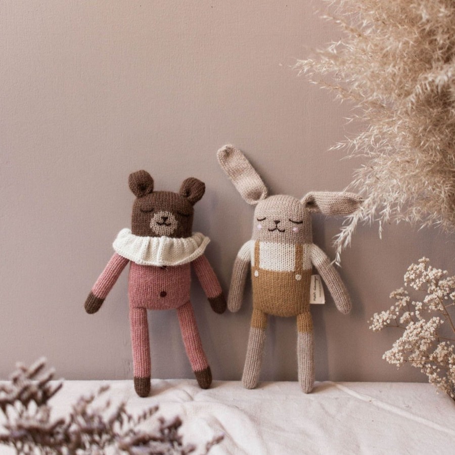 Baby Main Sauvage Soft Toys | Teddy Knitted Toy In Rose Pyjamas