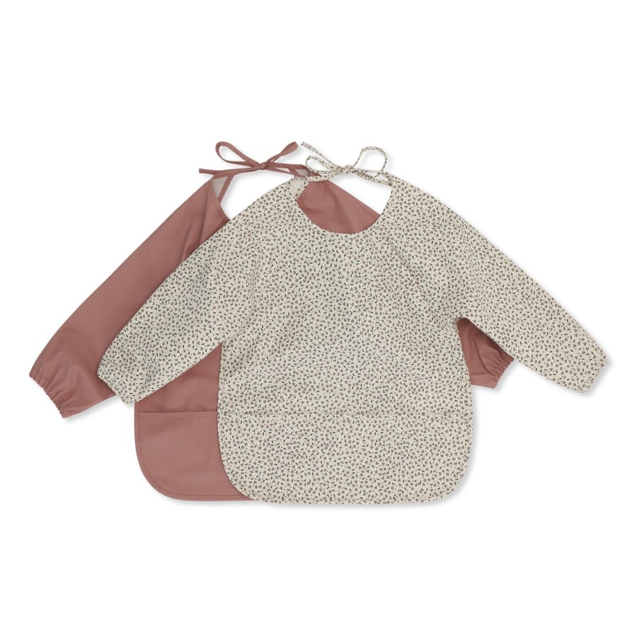 Baby Konges Slojd Bibs | Long Sleeve Dinner Bib Pack Of 2 | Milk Tank & Burlwood