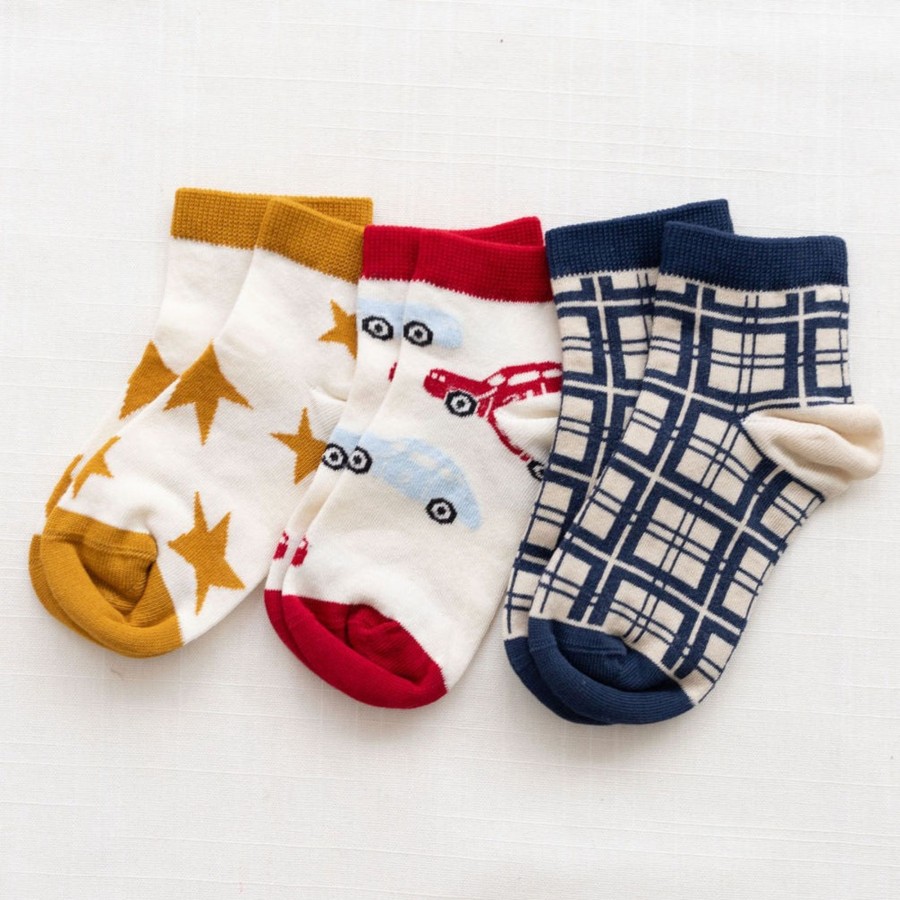 Clothing & Accessories Fin & Vince Socks, Booties & Tights | Printed Short Socks | French Plaid Navy