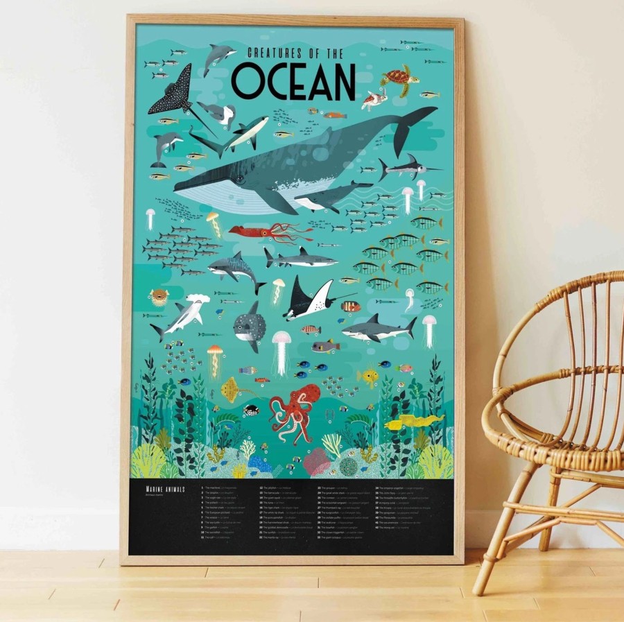 Play & Learn Poppik Stamps & Stickers | Giant Activity Sticker Poster - Oceans With 59 Repositionable Stickers By Poppik