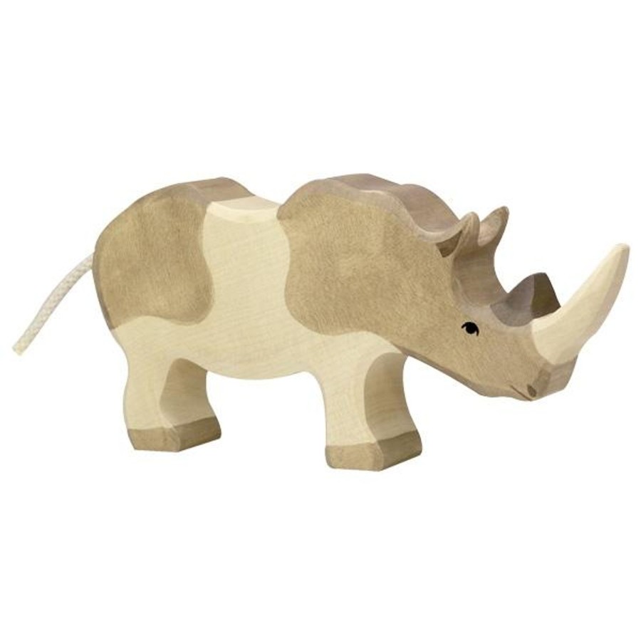 Play & Learn Holztiger Wooden Toys | Rhinoceros Wooden Figure