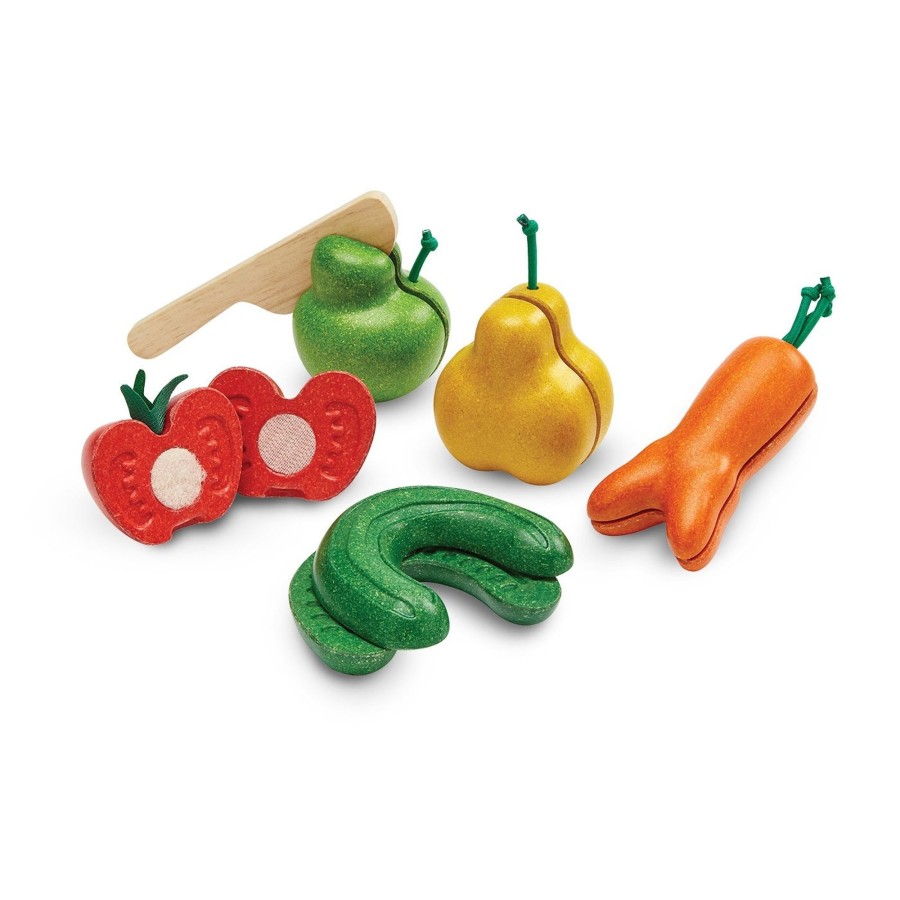 Play & Learn Plan Toys Pretend Play | Wonky Fruit & Vegetables Set