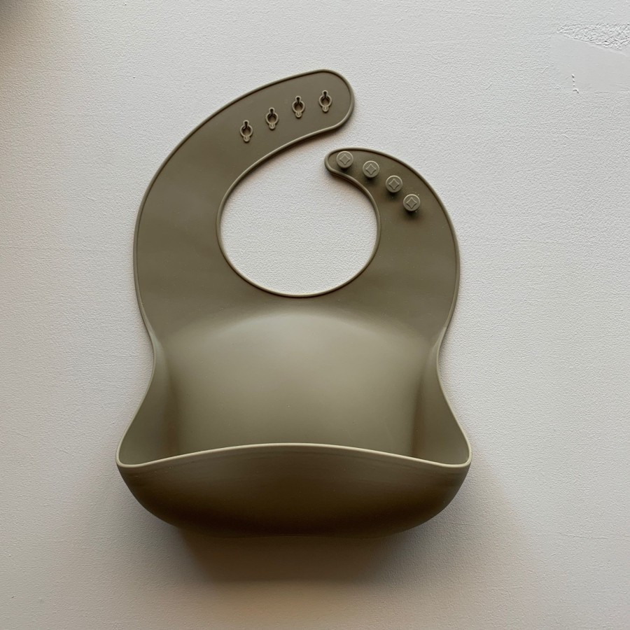 Baby Rommer Bibs | Solid Silicone Bib In Olive By Rommer