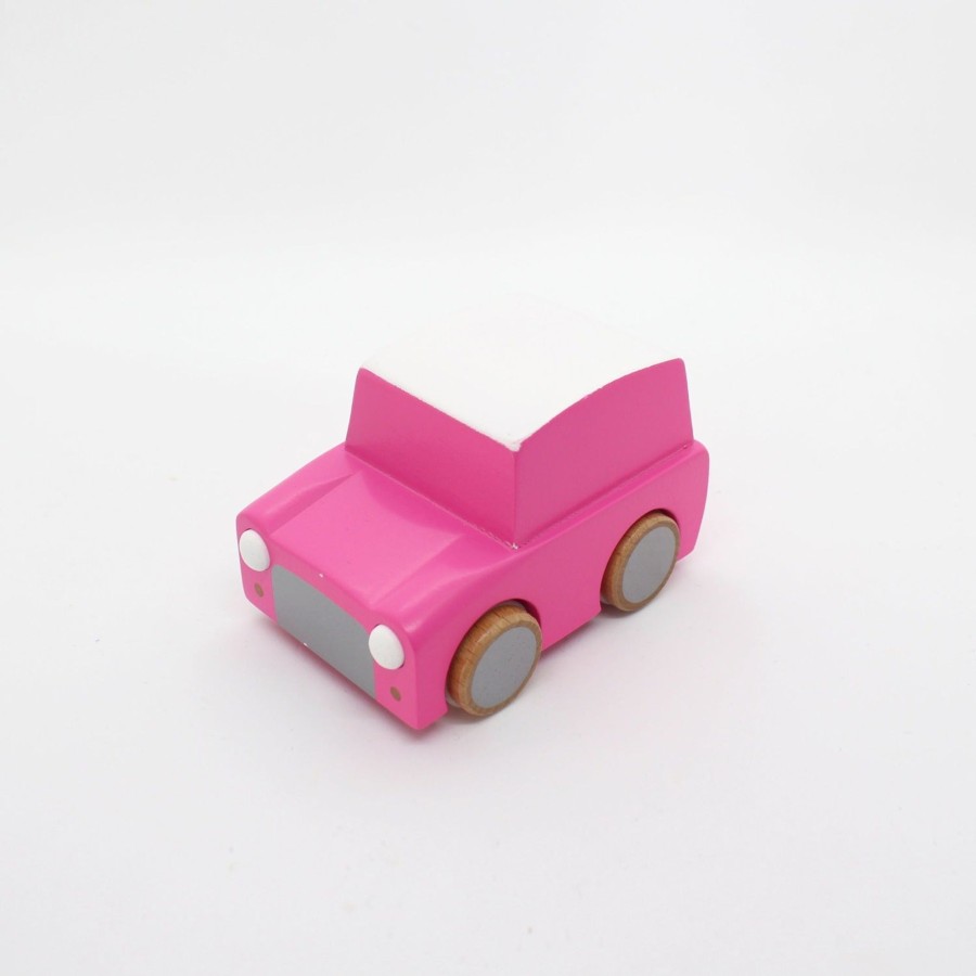 Play & Learn kiko & gg Wooden Toys | Kiko & Gg Kuruma Classic Wooden Wind Up Car | Pink