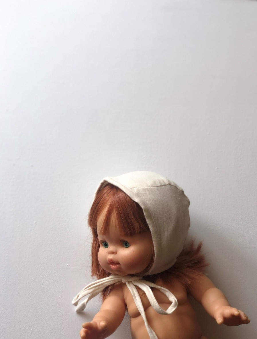 Play & Learn TadaaamBrand Dolls & Accessories | Cotton Gauze Round Bonnet For Minikane X Gordis 34Cm Dolls | Milk