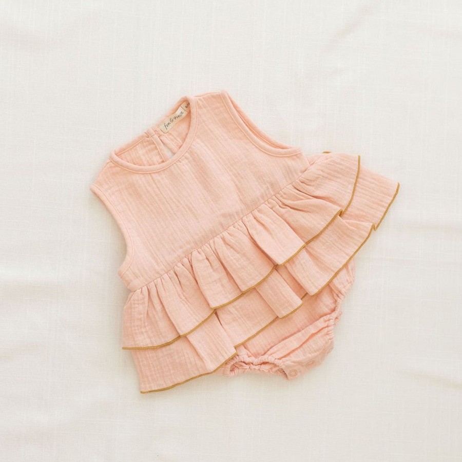 @Home Fin & Vince Valentines | Ruffle Onesie | Peach