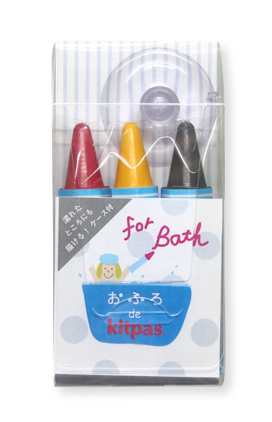 Play & Learn Kitpas Chalk & Crayons | Bath Markers - Set Of 3 Colours | Red, Yellow, Grey By Kitpas