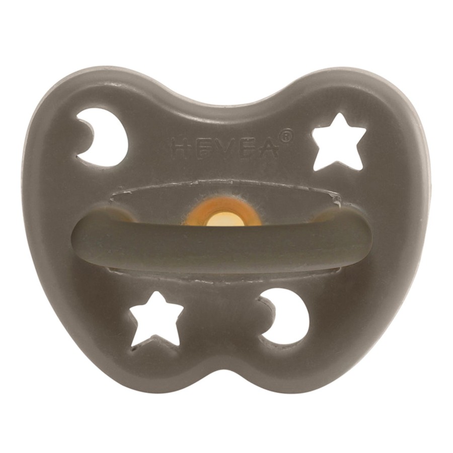 Baby Hevea Pacifiers, Clips & Teethers | Colourful Pacifier 0-3 Mth - Round In Shiitake Grey