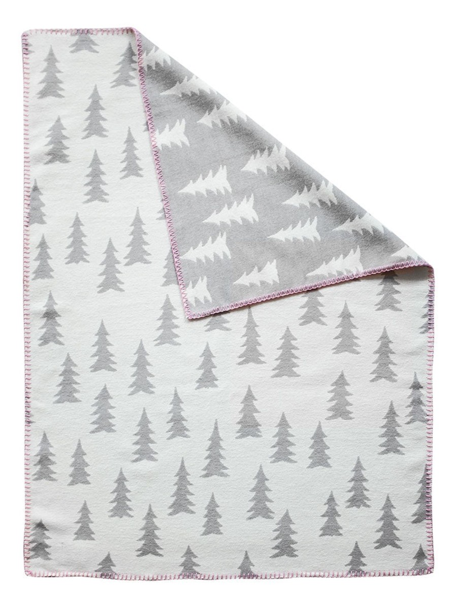 Baby Fine Little Day Blankets & Swaddles | Fine Little Day Gran Woven Child Blanket | Grey/White With Pink Trim