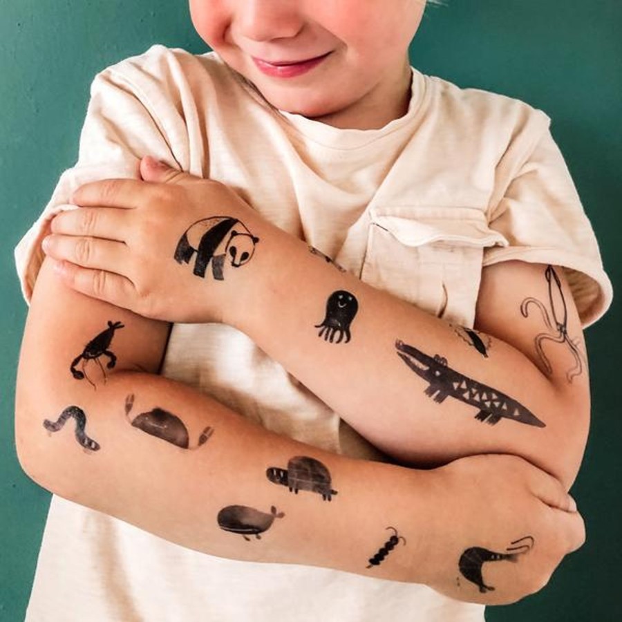 Play & Learn Nuukk Temporary Tattoos | Crocodile And Friends Tattoo Set