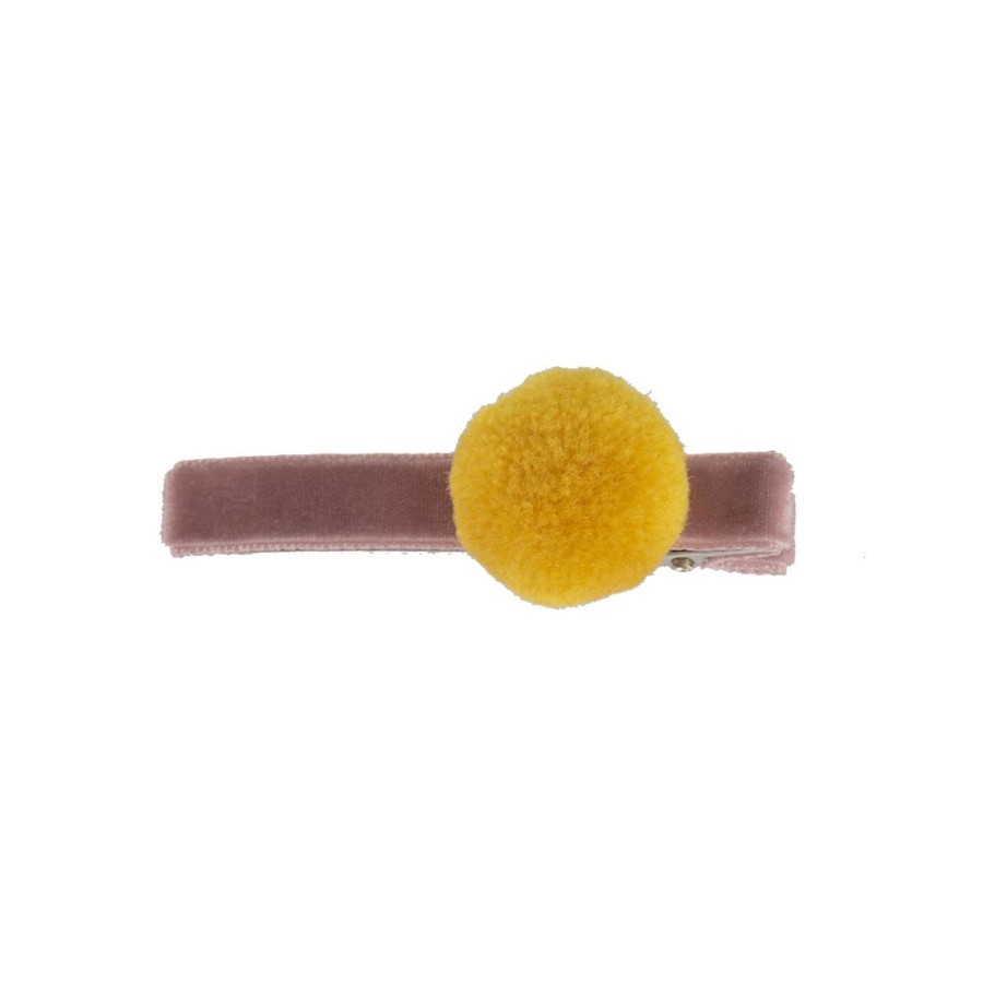 Gifts Bon Dep Little Treats | Alligator Hair Clip In Dusty Pink With Yellow Pom Pom By Bon Dep