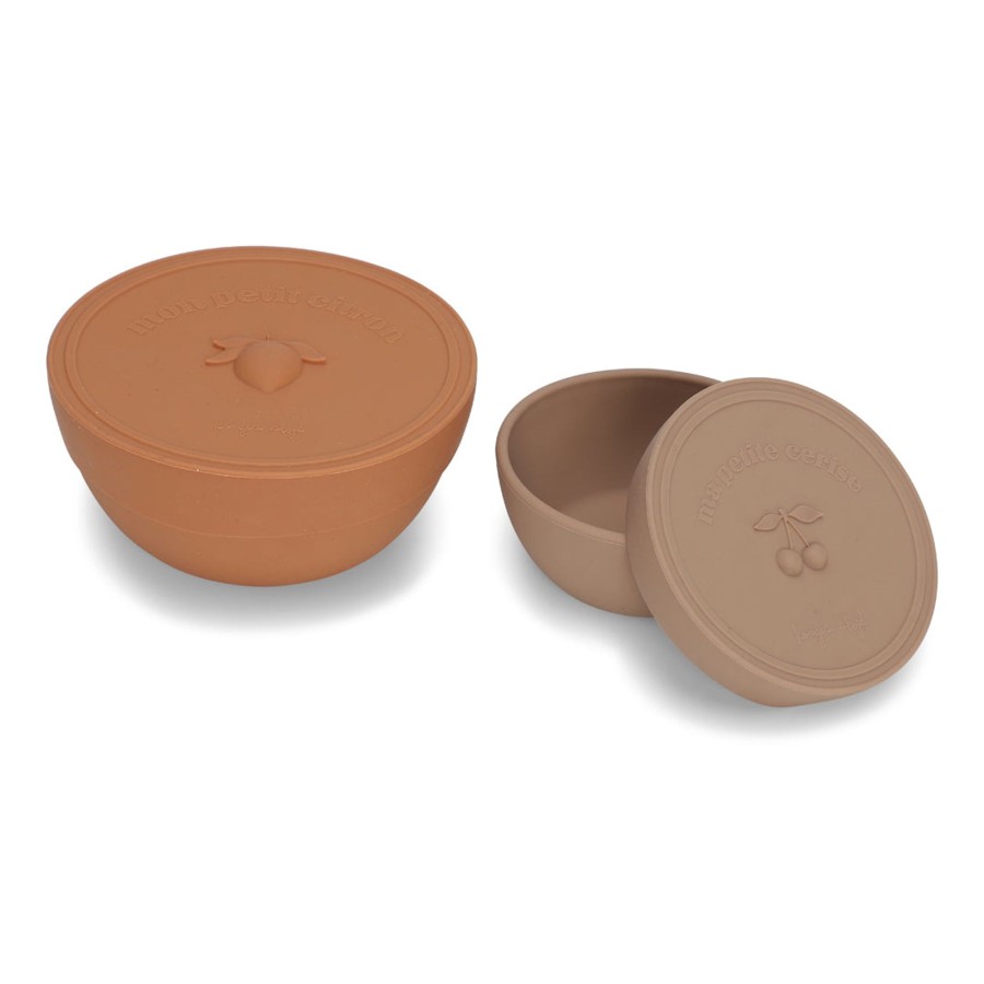 @Home Konges Slojd Plates, Bowls & Cups | 2 Pack Snack Boxes | Blush/Terracotta Red