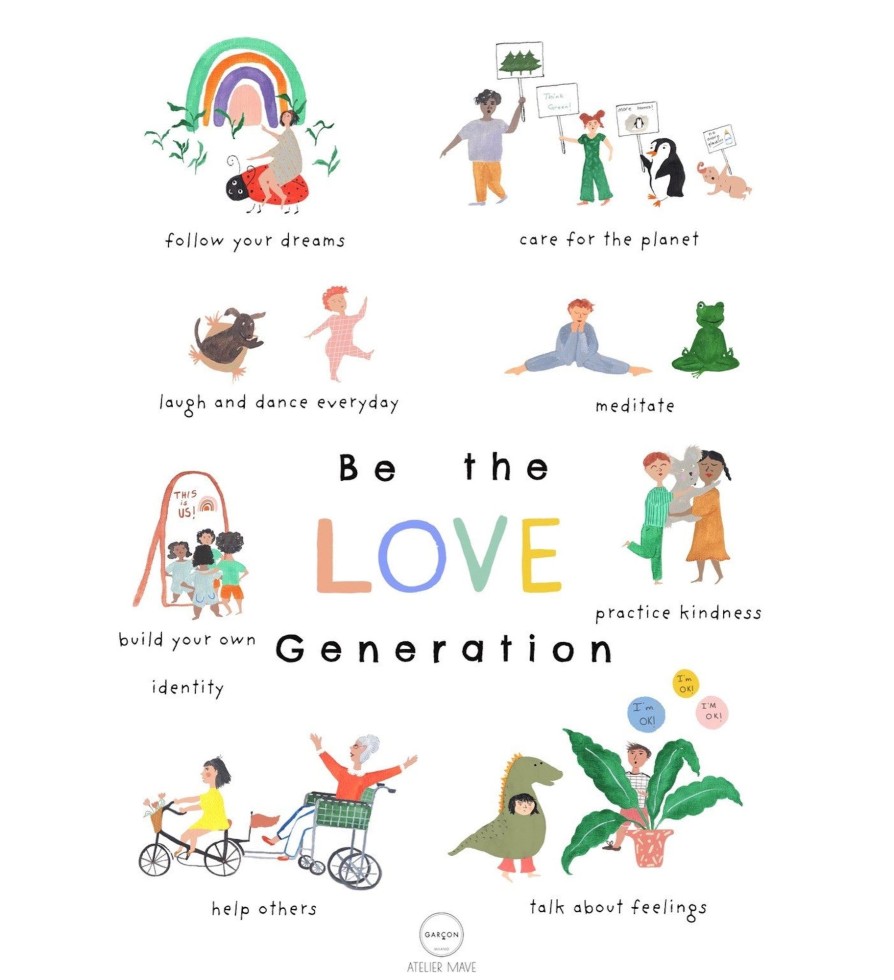 @Home Garcon Milano Posters | Be The Love Generation Poster By Garcon Milano