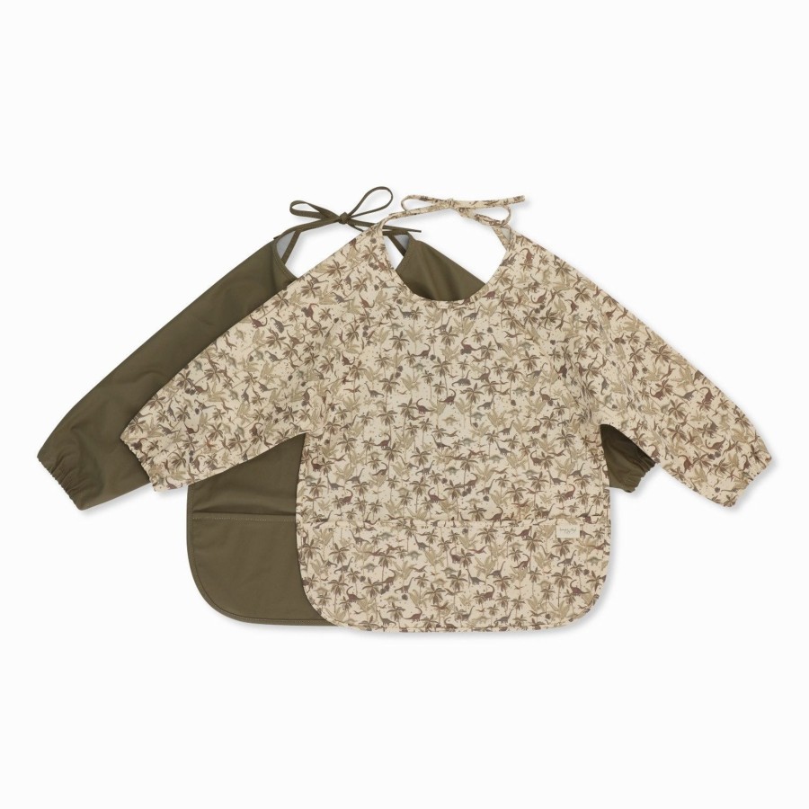 Gifts Konges Slojd Gifts For Newborns | Long Sleeve Dinner Bib Pack Of 2 | Dino & Capers