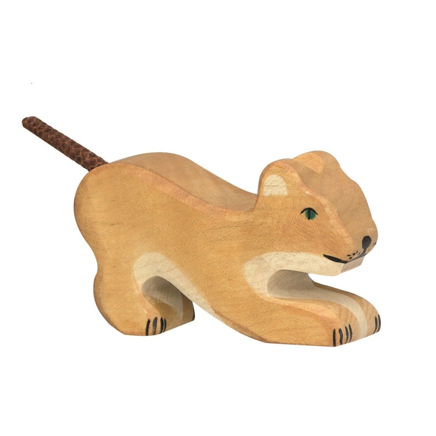 Gifts Holztiger Little Treats | Small Playing Lion Wooden Figure