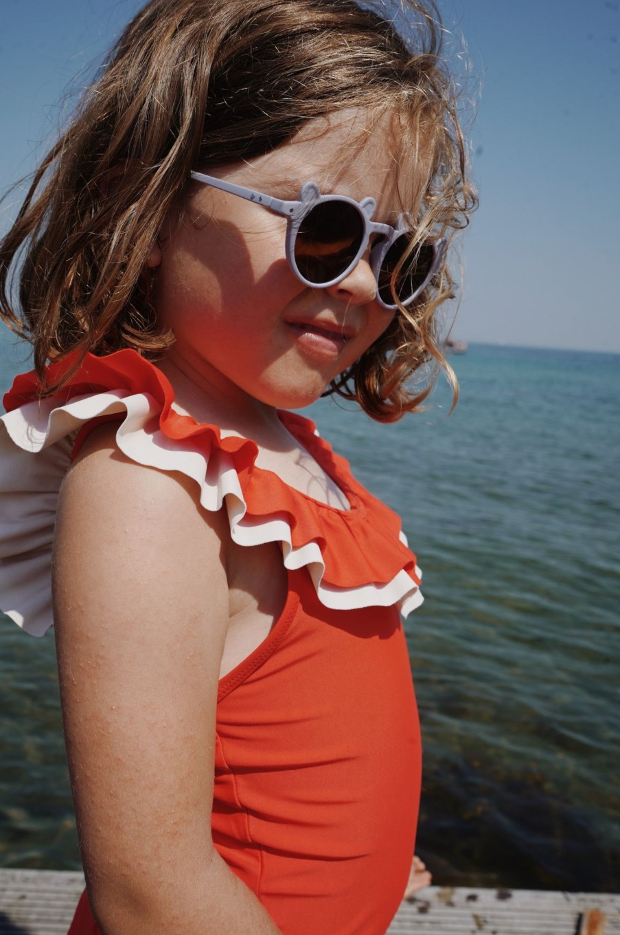 Clothing & Accessories Konges Slojd Swimwear | Moule Frill Swimsuit With Upv 50+ | Fiery Red