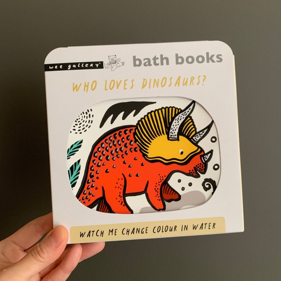 Play & Learn Wee Gallery Bath Books | Colour Me: Who Loves Dinosaurs?