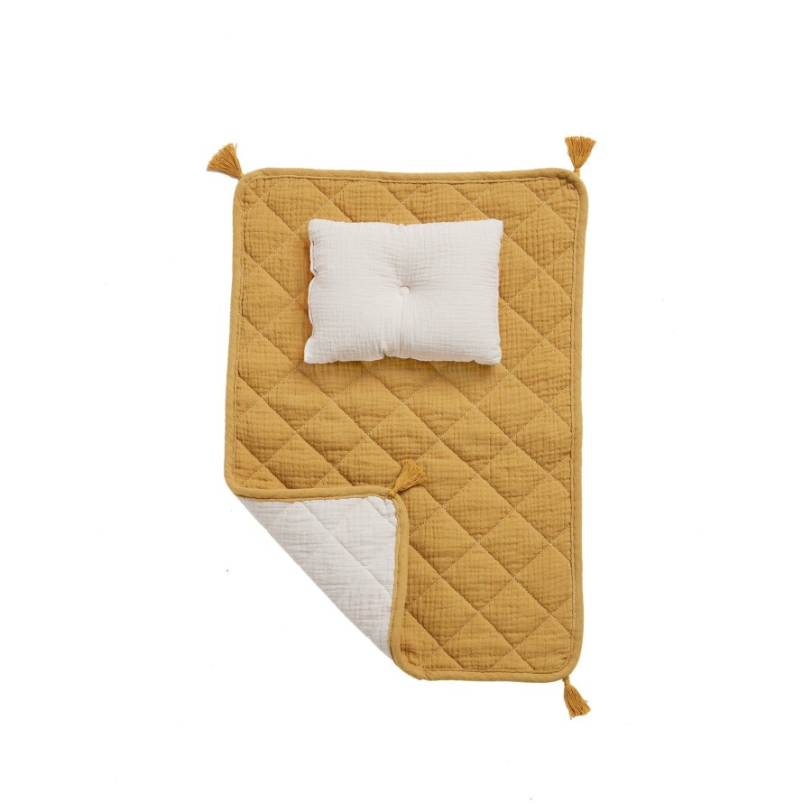 Play & Learn Olli Ella Pretend Play | Olli Ella Organic Cotton Strolley Bedding Set | Mustard