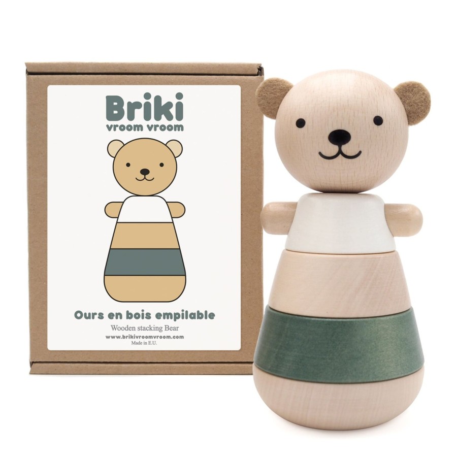 Play & Learn Briki Vroom Vroom Stacking & Sorting Toys | Wooden Stacking Bear In Grey By Briki Vroom Vroom