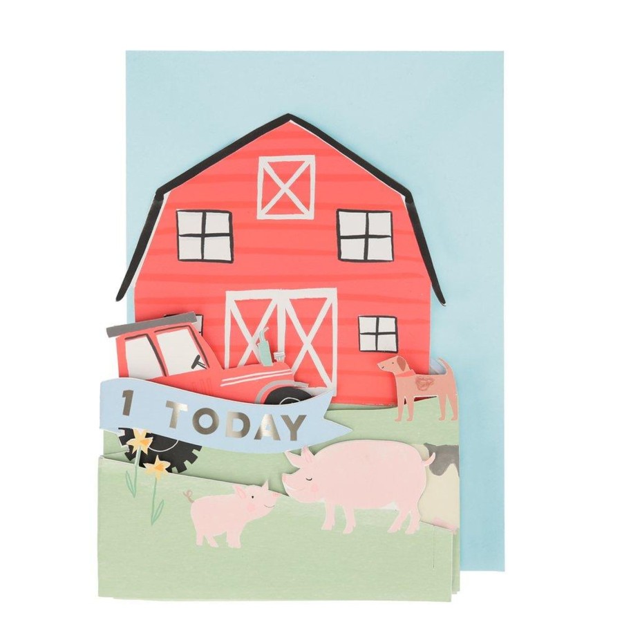 Gifts Meri Meri Cards & Birthday Invitations | On The Farm 3D Scene Birthday Card | 1St Birthday