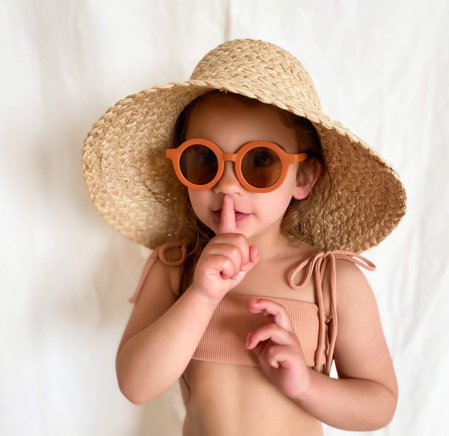 Clothing & Accessories Grech & Co. Swimwear | Grech & Co. Sustainable Kids Sunglasses With Matte Finish | Rust