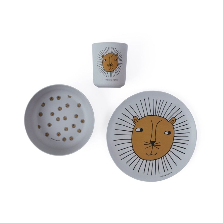 @Home OYOY Dinnerware Sets | Lion Tableware Set | Grey