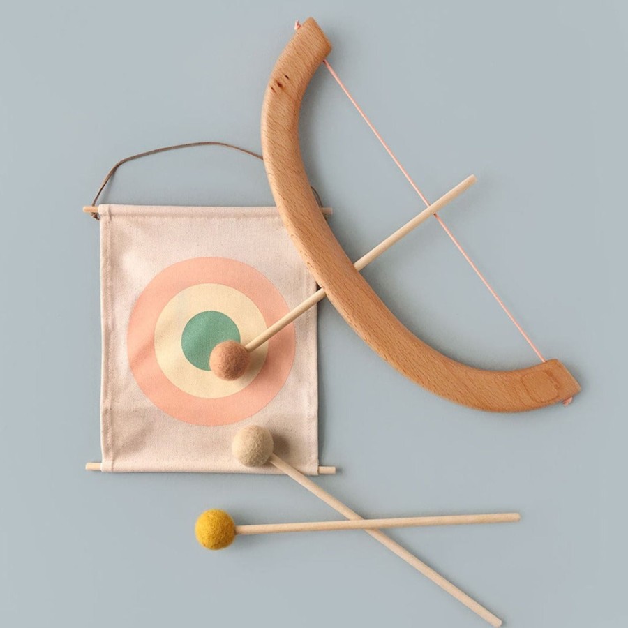 Play & Learn Tangerine Studio Wooden Toys | Bow & Arrow Set | Peach