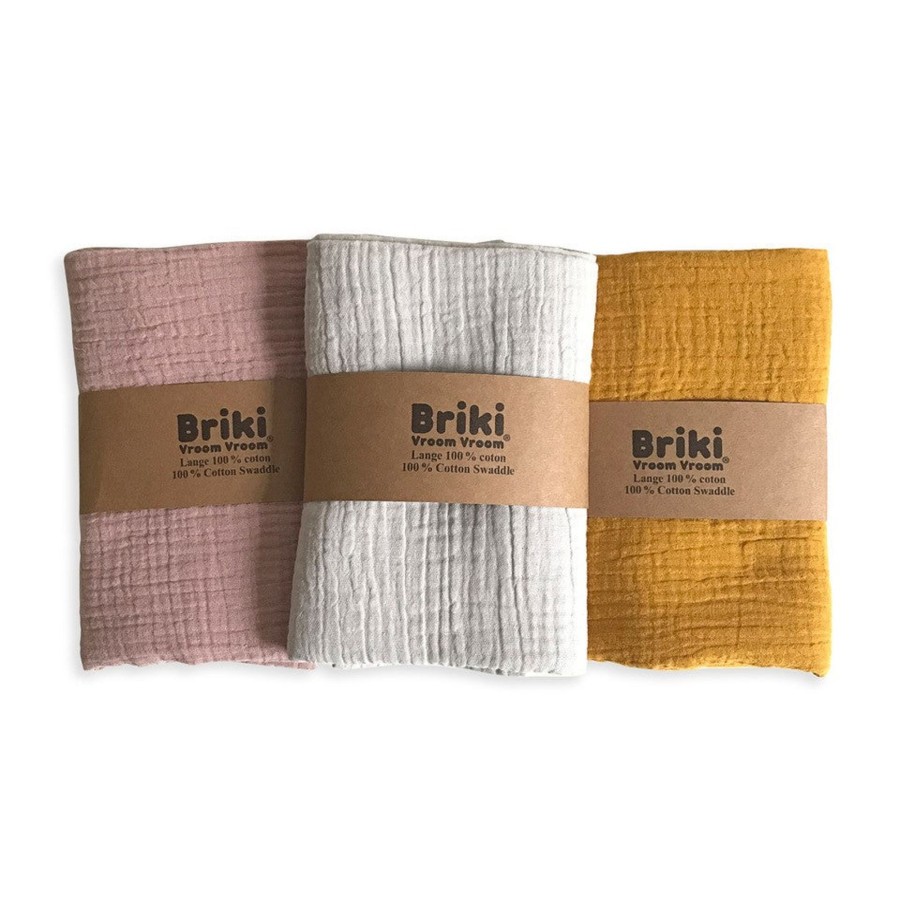 Baby Briki Vroom Vroom Blankets & Swaddles | Double Gauze Muslin Swaddle Oeko-Tex® Cotton By Briki Vroom Vroom