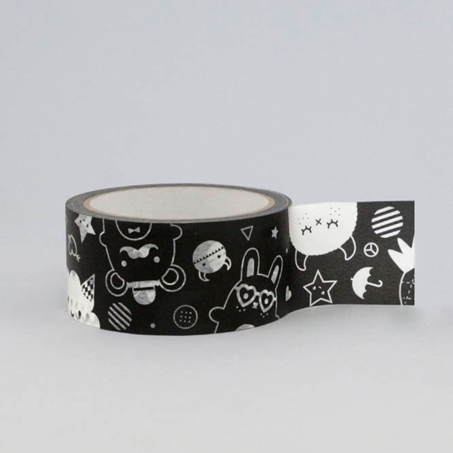 Gifts Noodoll Gift Wrapping & Accessories | Ricemonsters Black Paper Tape By Noodoll (35 Metres)