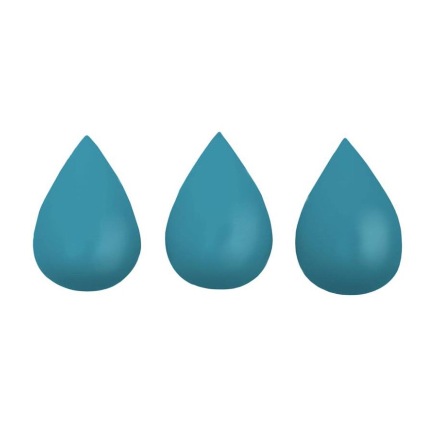 @Home Rose in April Hooks, Shelves & Mirrors | Set Of 3 Raindrops Hooks In Petrol Blue By Rose In April