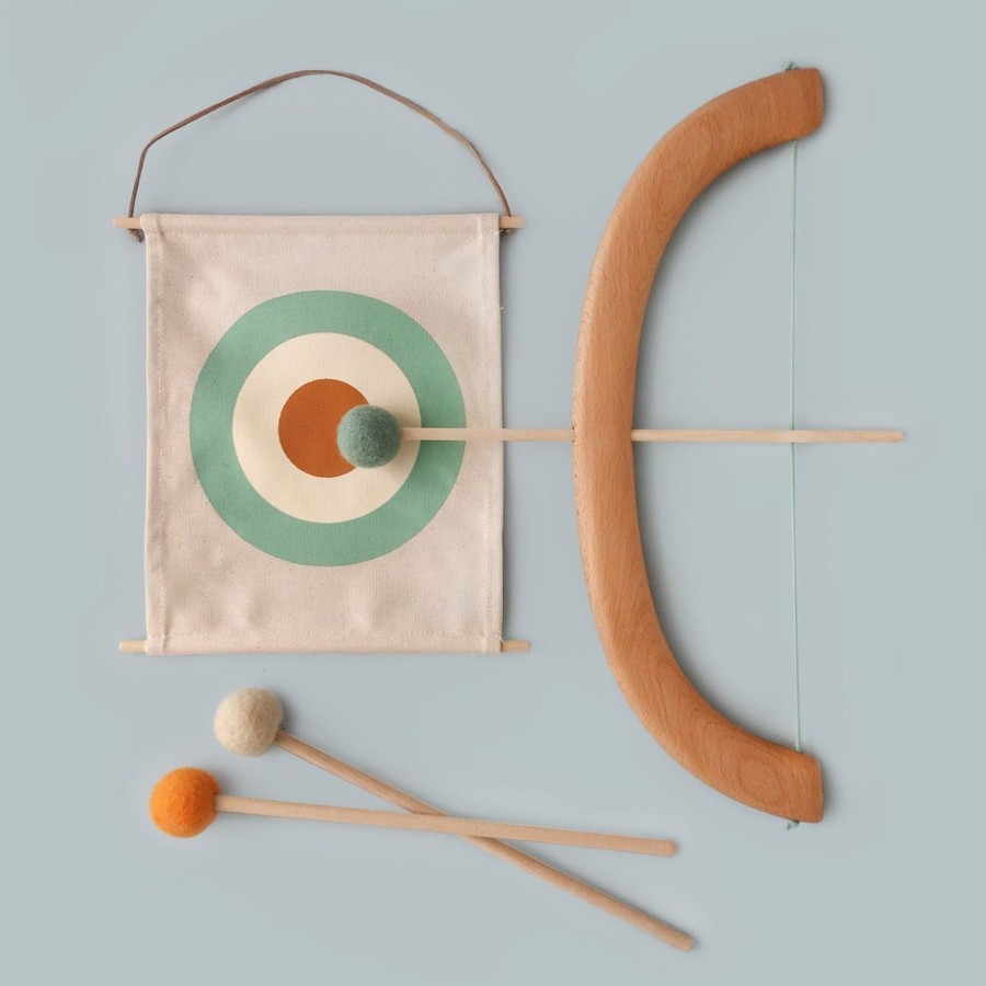 Play & Learn Tangerine Studio Wooden Toys | Bow & Arrow Set | Green