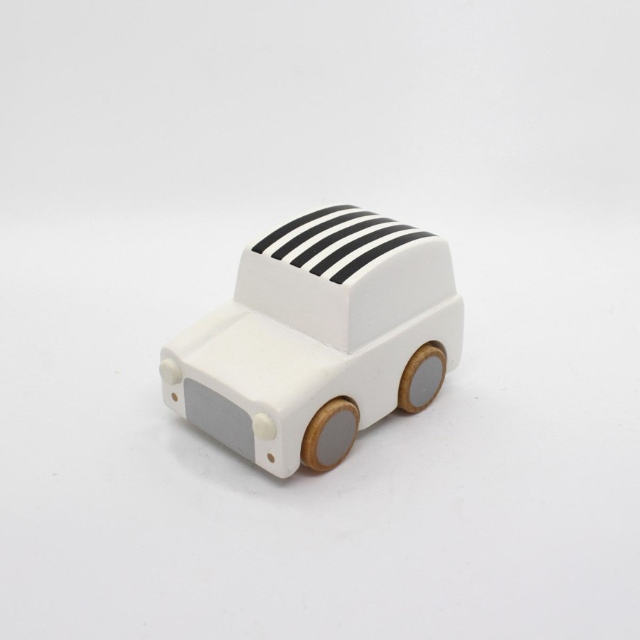 Play & Learn kiko & gg Wooden Toys | Kiko & Gg Kuruma Classic Wooden Wind Up Car | Stripes/Whites