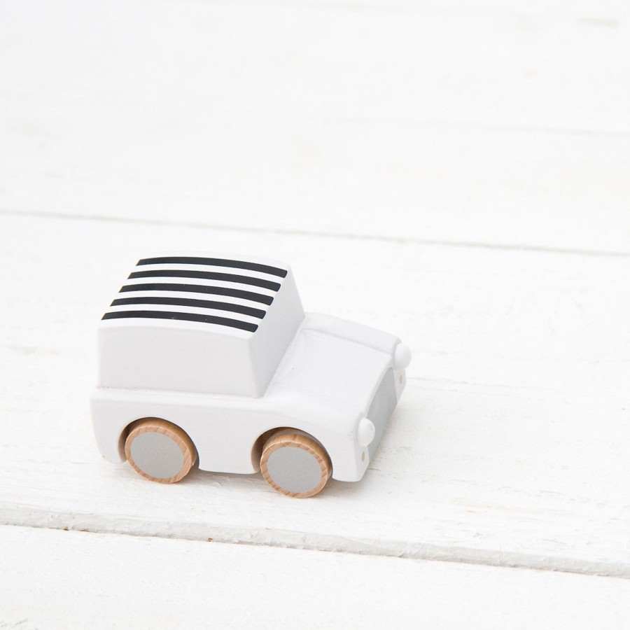 Play & Learn kiko & gg Wooden Toys | Kiko & Gg Kuruma Classic Wooden Wind Up Car | Stripes/Whites