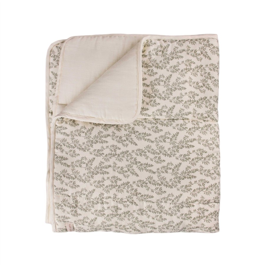 Gifts Main Sauvage Gifts For Newborns | Bay Leaves Quilted Blanket | 120 X 100 Cm