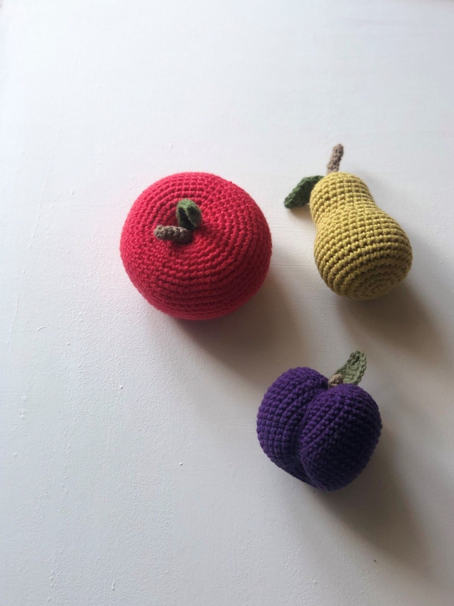 Baby TadaaamBrand Rattles & Pram Toys | Crochet Fruit Rattle | Plum