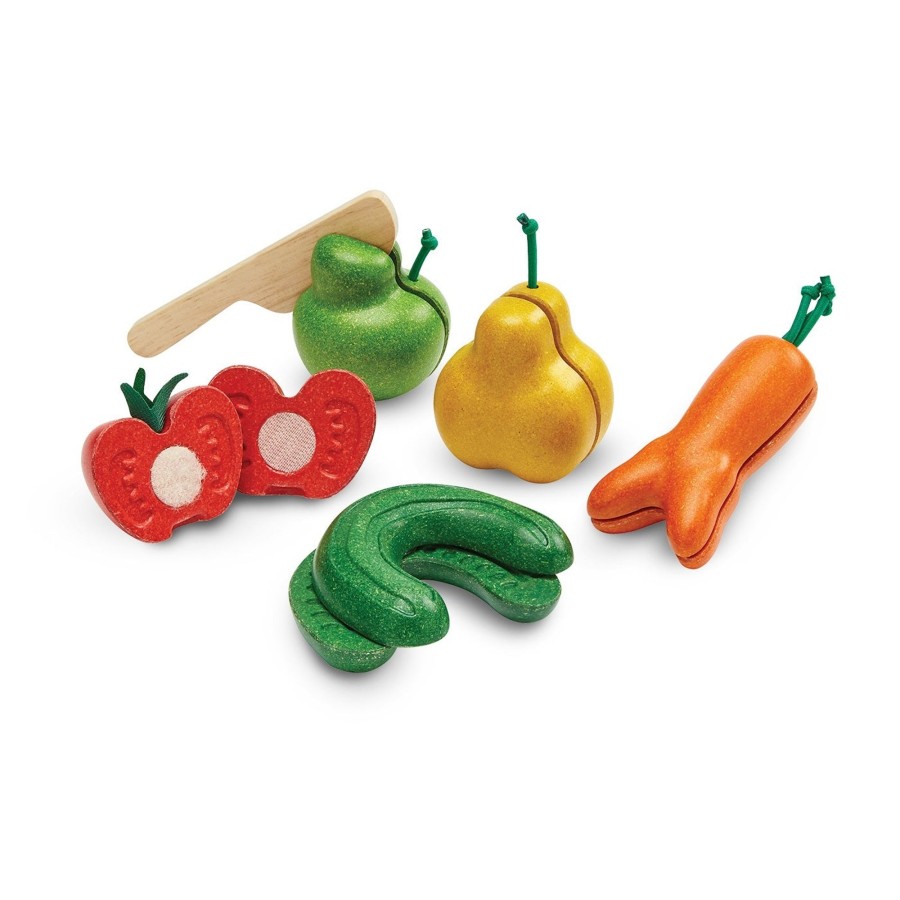 Play & Learn Plan Toys Wooden Toys | Wonky Fruit & Vegetables Set