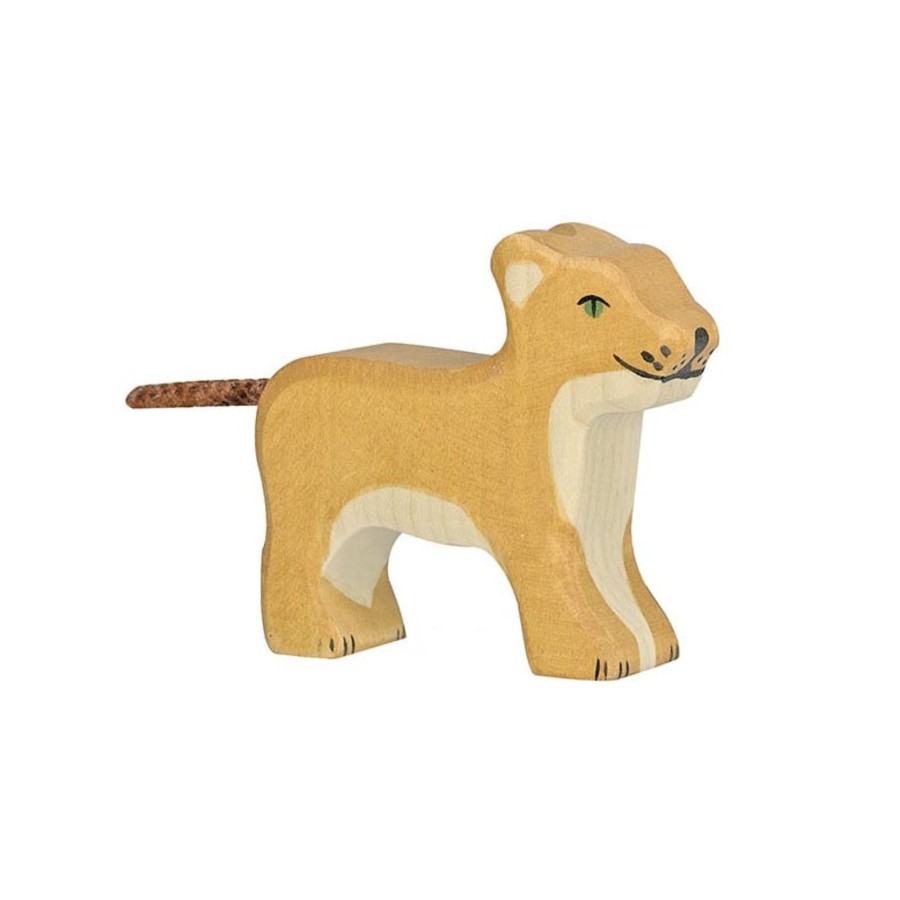 Play & Learn Holztiger Wooden Toys | Small Standing Lion Wooden Figure