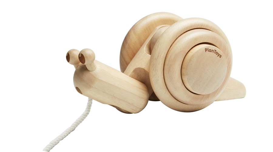 Play & Learn Plan Toys Wooden Toys | Pull Along Snail | Natural