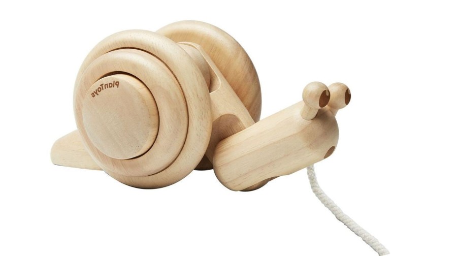 Play & Learn Plan Toys Wooden Toys | Pull Along Snail | Natural